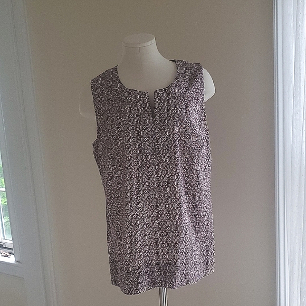 Talbots Merlot Color, Patterned Sleeveless Blouse